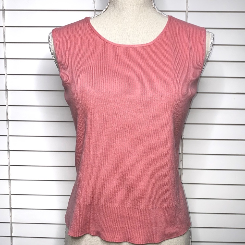 Talbots Pink Ribbed V-Neck Cardigan with Matching Shell - Picture 3 of 8